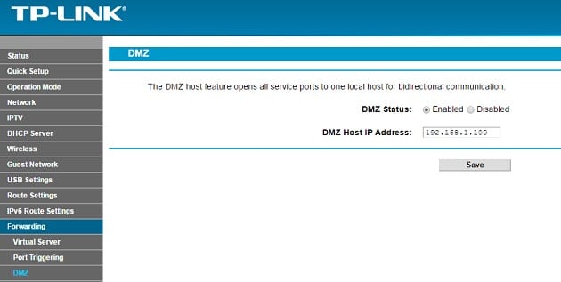 تفعيل خاصية DMZ في الراوتر