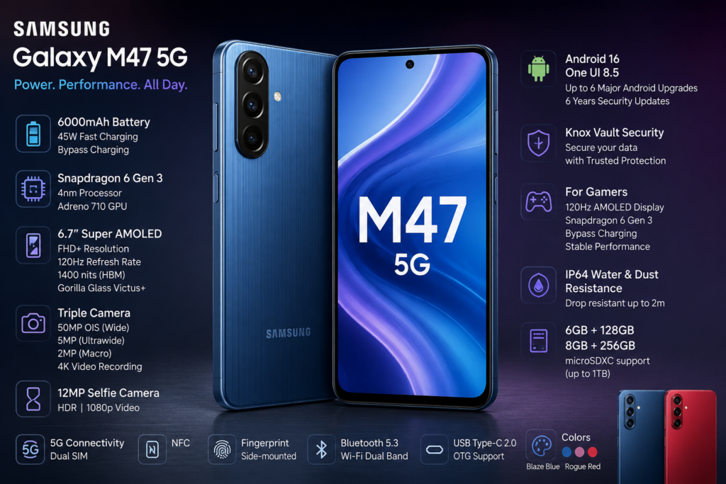 Galaxy M47 5G.. كل ما تريد معرفته عن هاتف سامسونج الجديد لعشاق الألعاب 2026