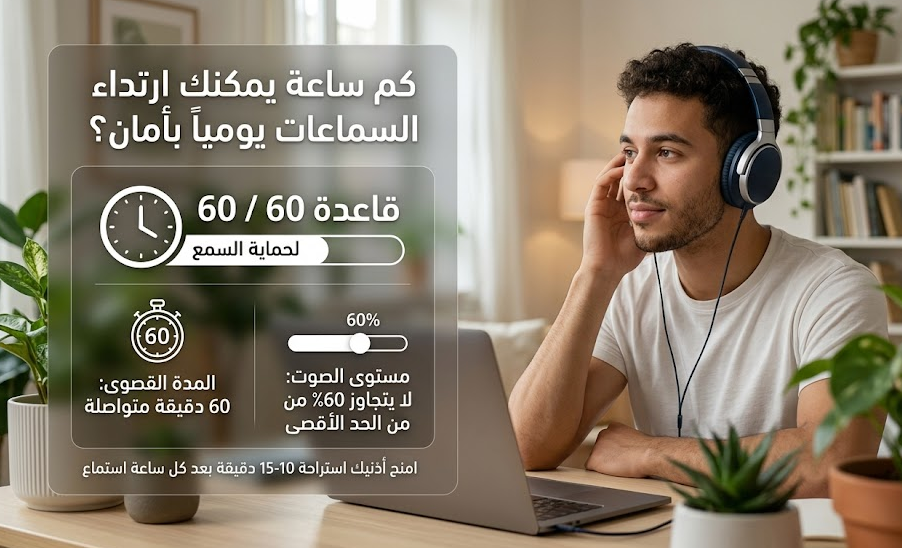 لحماية السمع.. ما المدة الآمنة لاستخدام السماعات وفقًا للخبراء؟ ما المدة الآمنة لاستخدام السماعات وفقًا للخبراء؟ نصائح بسيطة تحمي سمعك