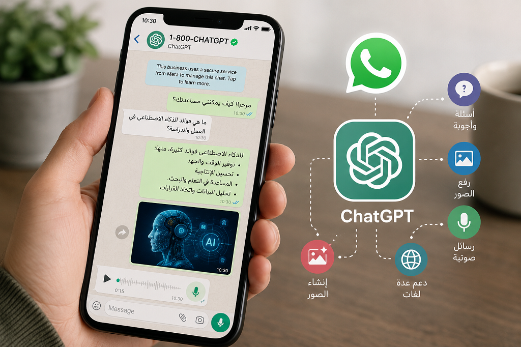 شات جي بي تي في واتساب.. كيف تستخدمه للإجابة عن الأسئلة وإنشاء الصور؟ شات جي بي تي في واتساب